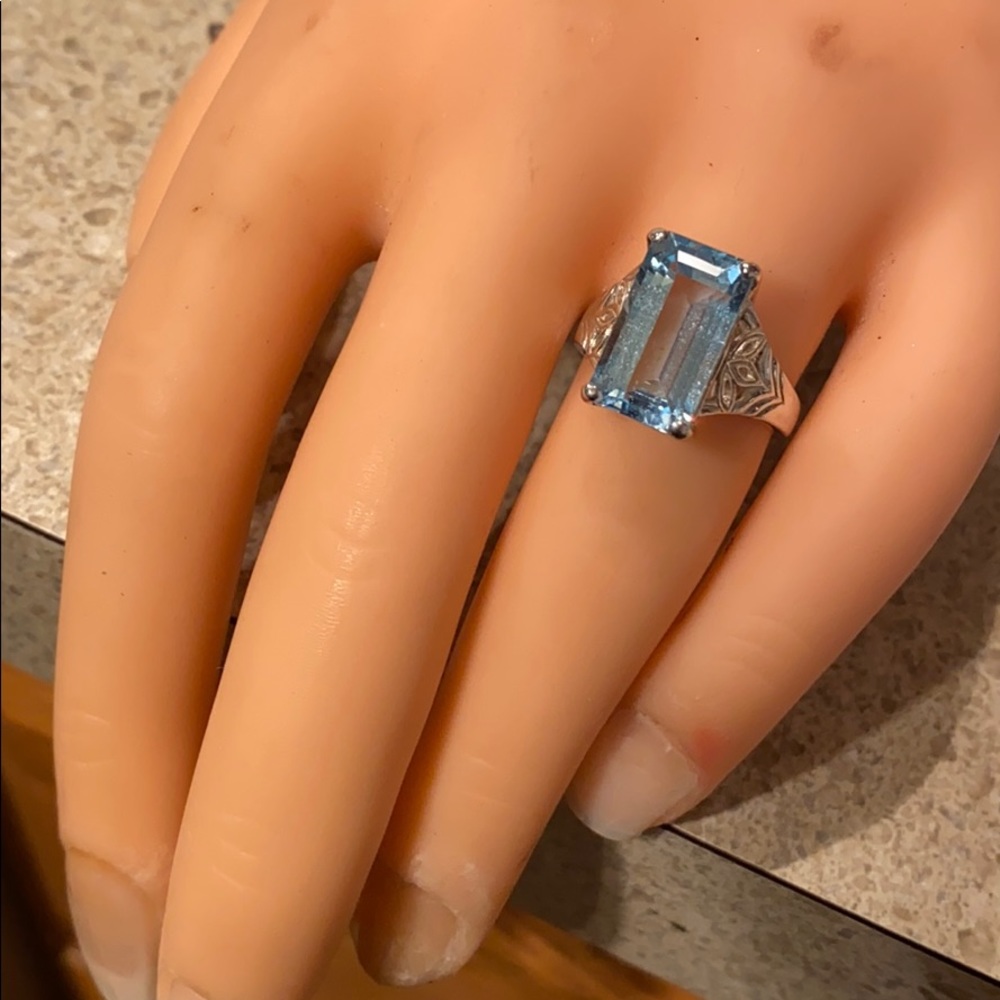 Beautiful Sterling Silver Blue Topaz Ring